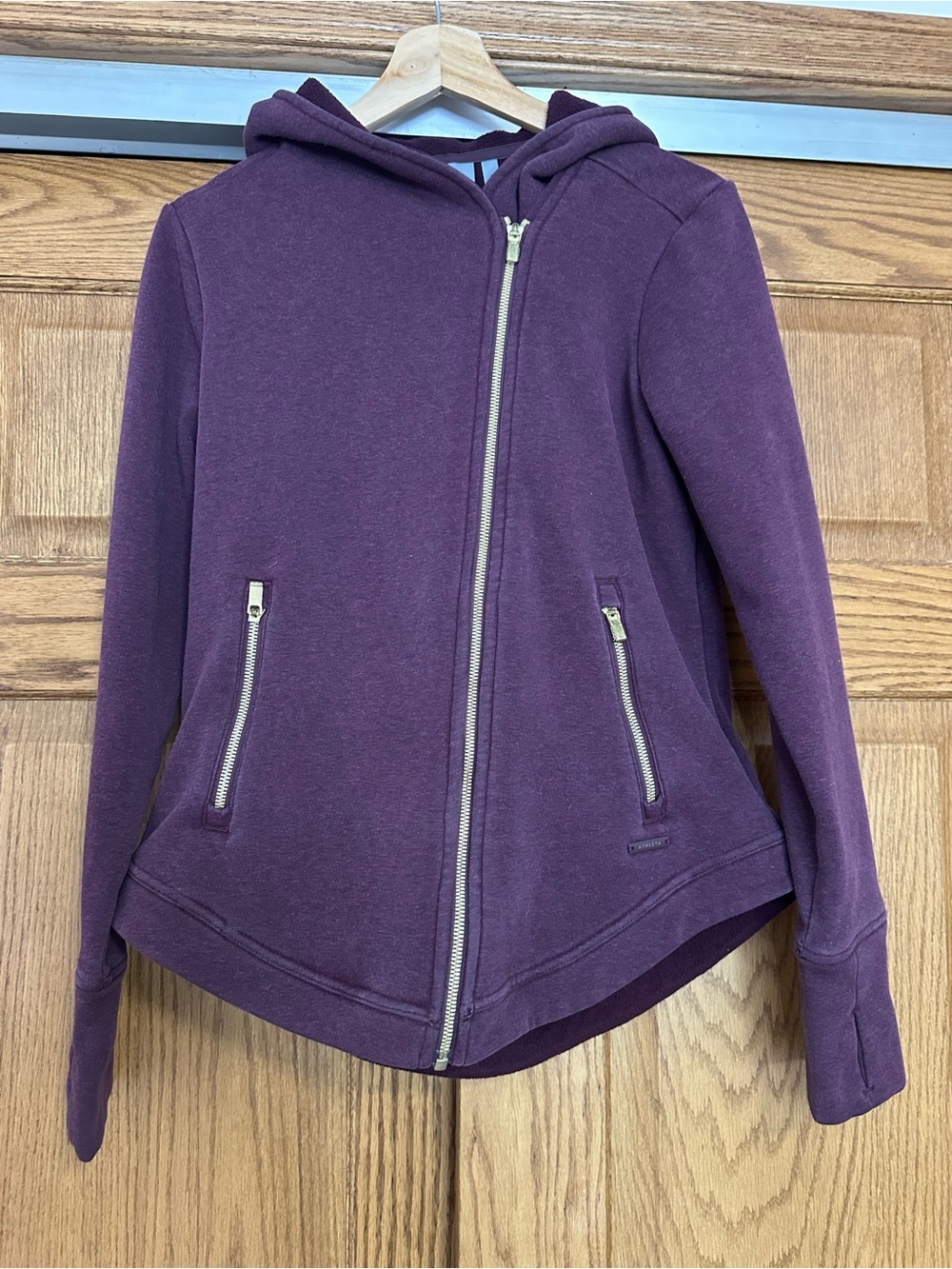 Athleta Women's S Easy Cozy Karma Burgundy Purple Hooded Full Zip Hoodie